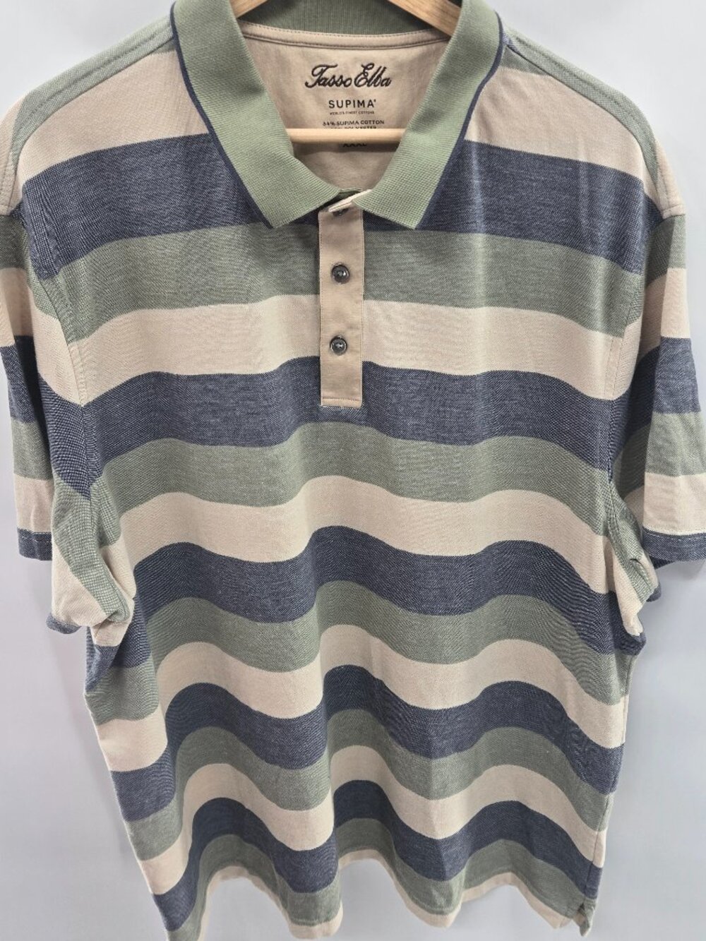 Tasso Elba Supima Cotton Blend Soft Striped Polo Top Size XXXL